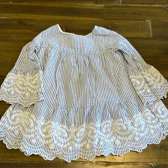 Gap Baby Girl Boho Striped Dress Floral Embroidery Bell Sleeves 6 12 months - Picture 1 of 5